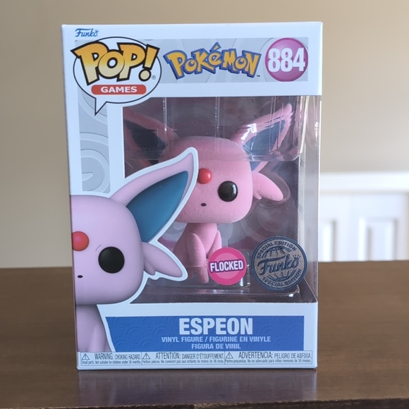 Pokemon Funko Pop Espeon Flocked Special Edition #884 - Picture 1 of 8
